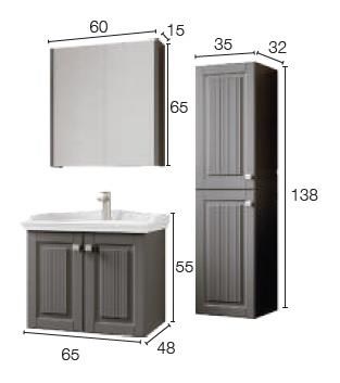 Denko Madrid 65 cm Antrasit Banyo Dolabı (Alt Modül Lavabo)