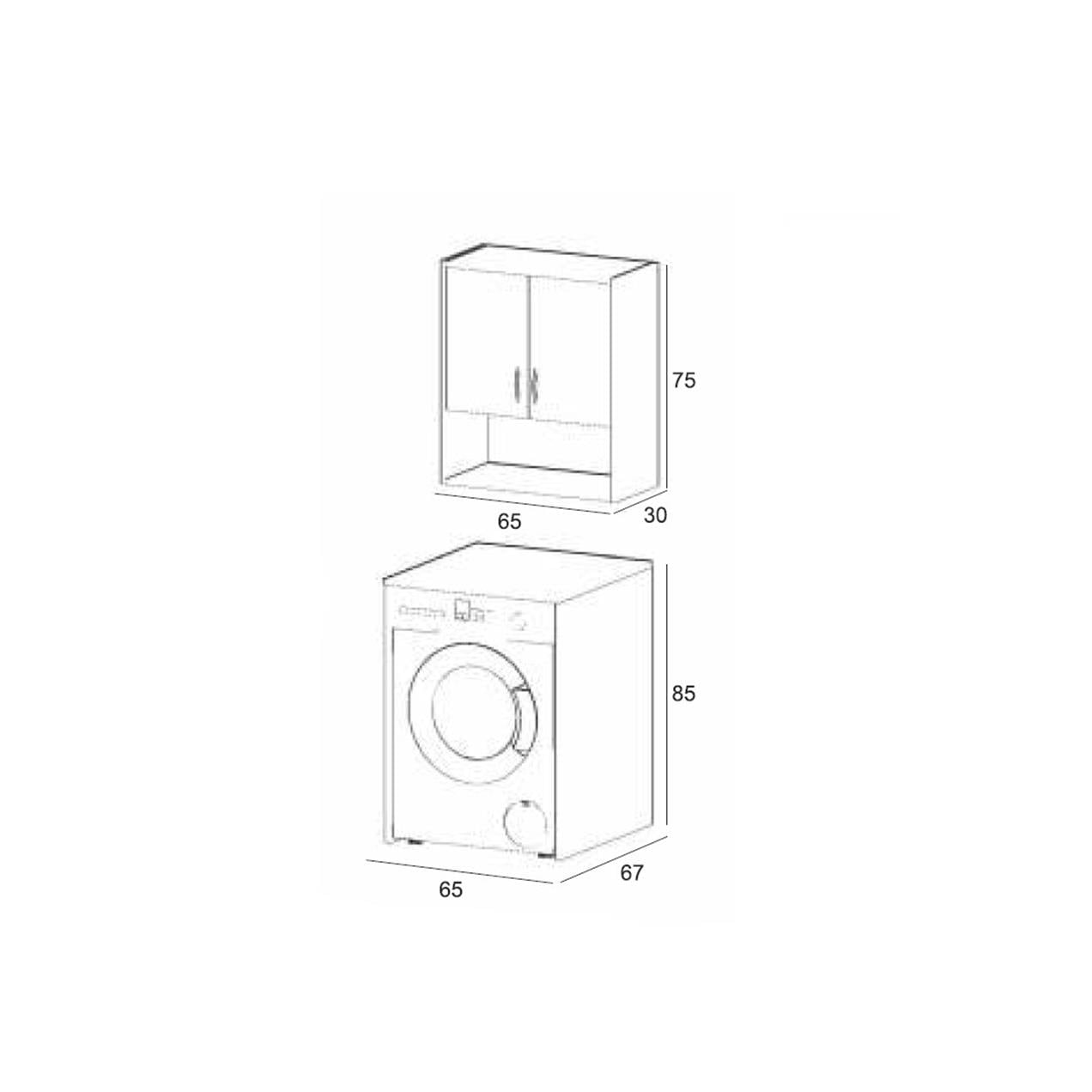 Denko Marmara 65 cm MDF Çamaşır Makinesi Banyo Dolabı Takımı