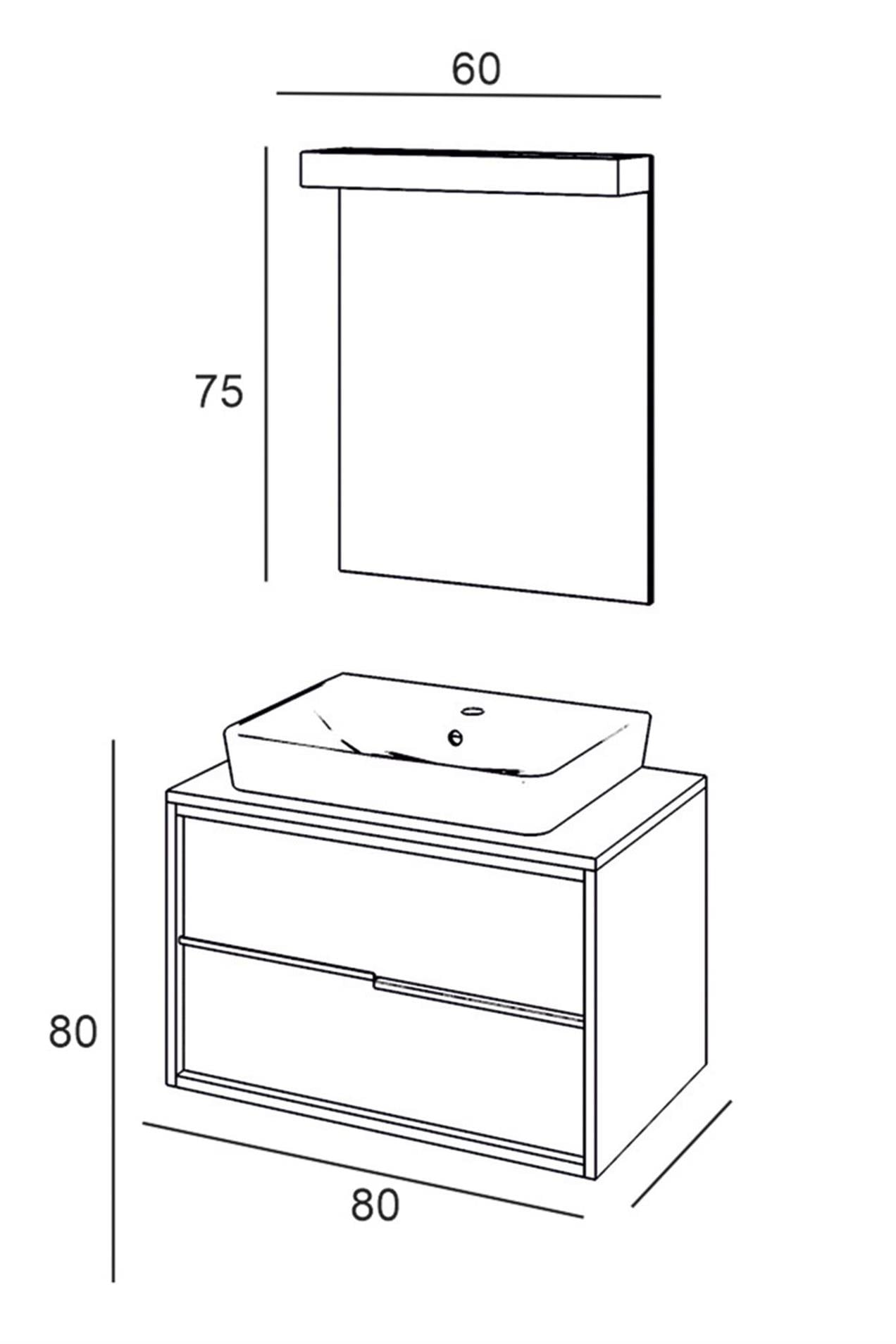Denko Matia 80 cm MDF Banyo Dolabı Takımı