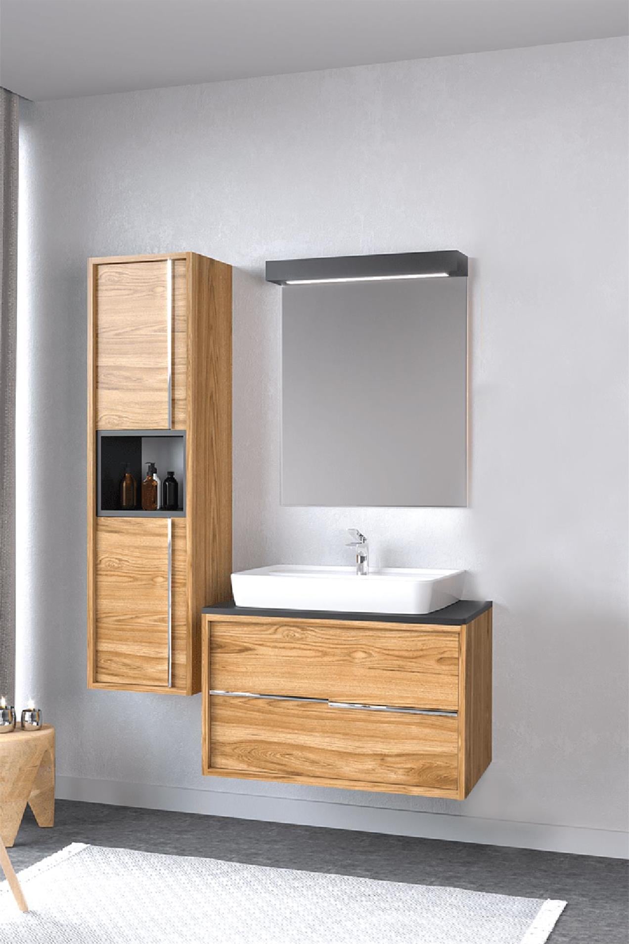 Denko Matia 80 cm MDF Banyo Dolabı Takımı