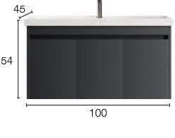 Denko Milano 100 cm Antrasit Banyo Dolabı (Alt Modül Lavabo)
