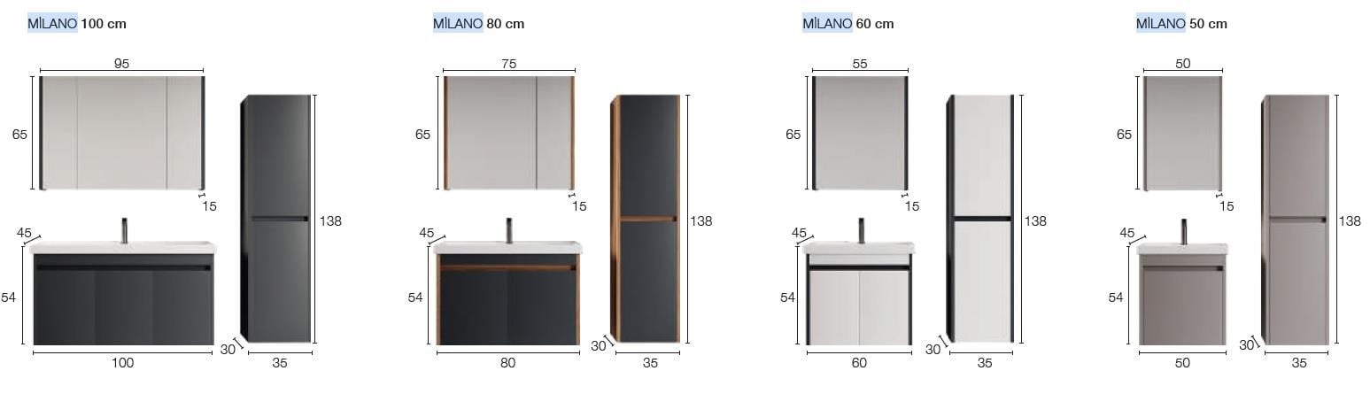 Denko Milano 80 cm (Hazar Antrasit) Banyo Dolabı (Alt Modül Lavabo)
