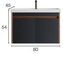 Denko Milano 80 cm (Hazar Antrasit) Banyo Dolabı (Alt Modül Lavabo)