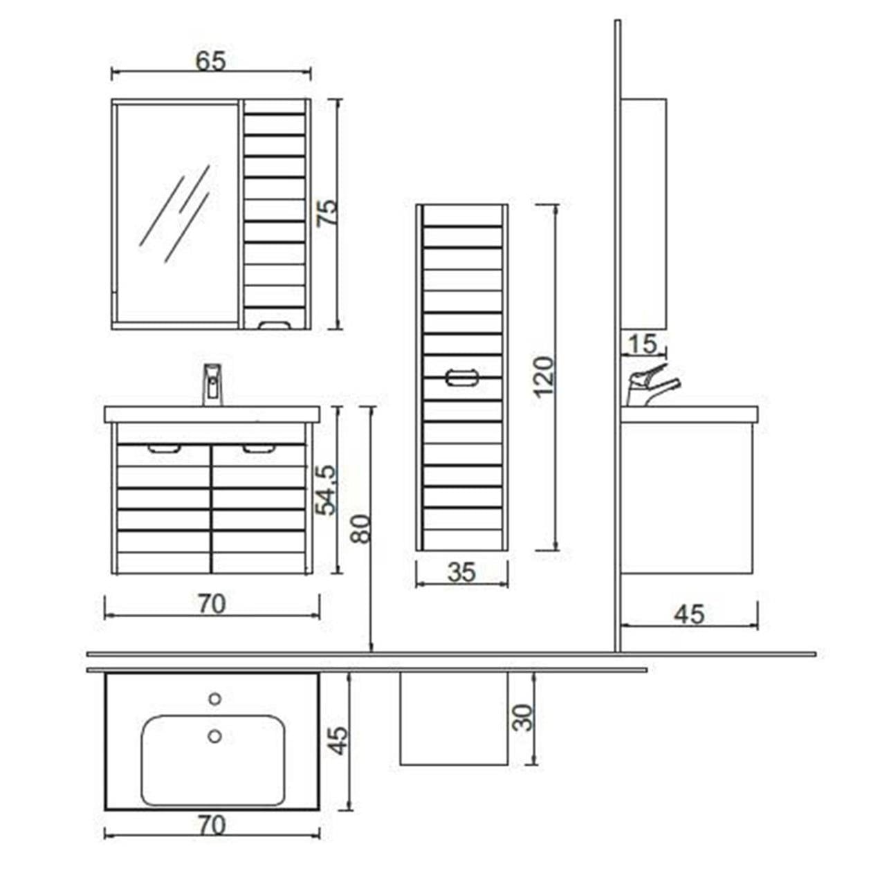 Denko Mostar 70 cm Banyo Dolabı Takımı ve Boy Dolabı