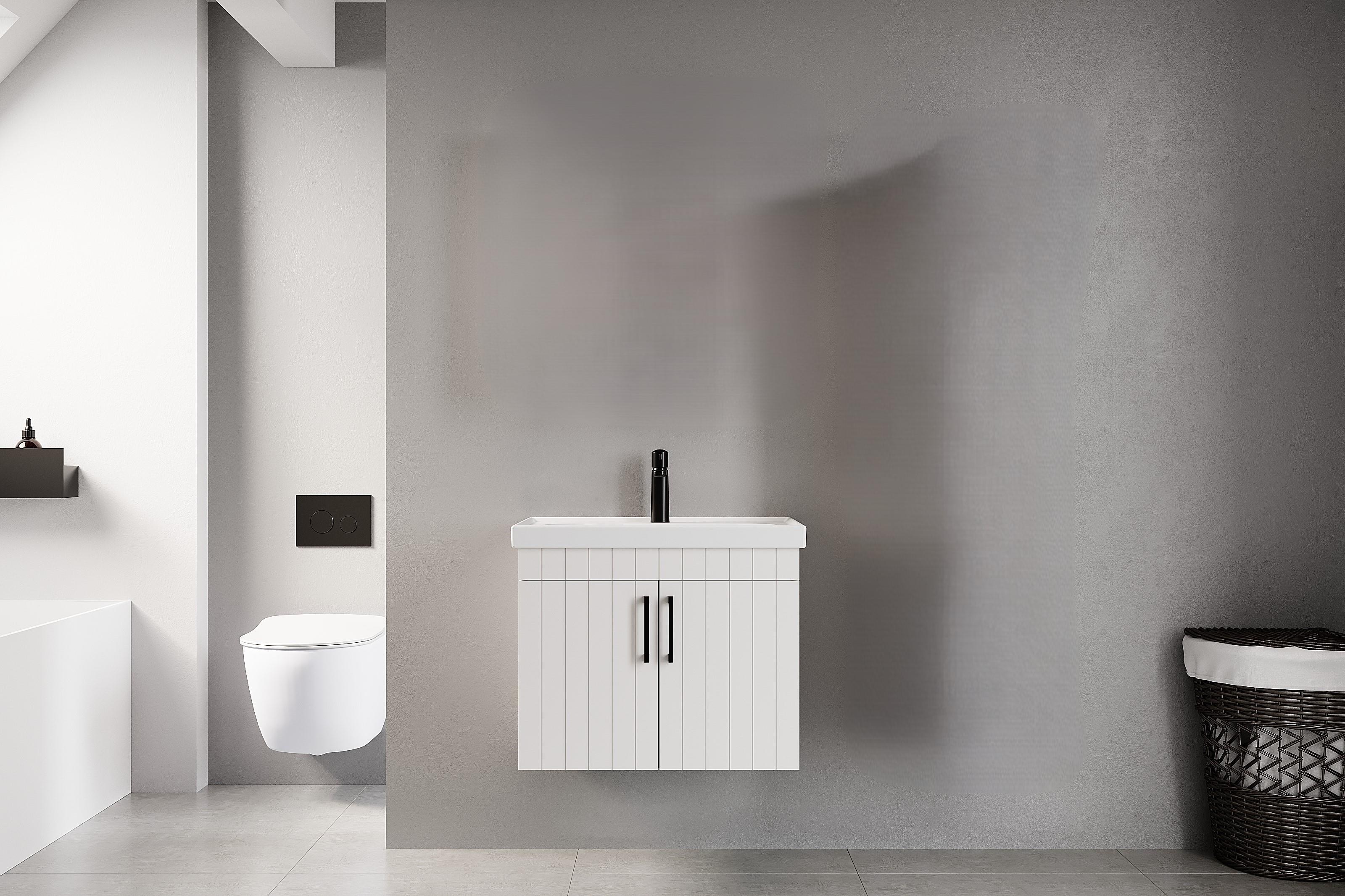 Denko Paris 65 cm Beyaz Banyo Dolabı (Alt Modül Lavabo)