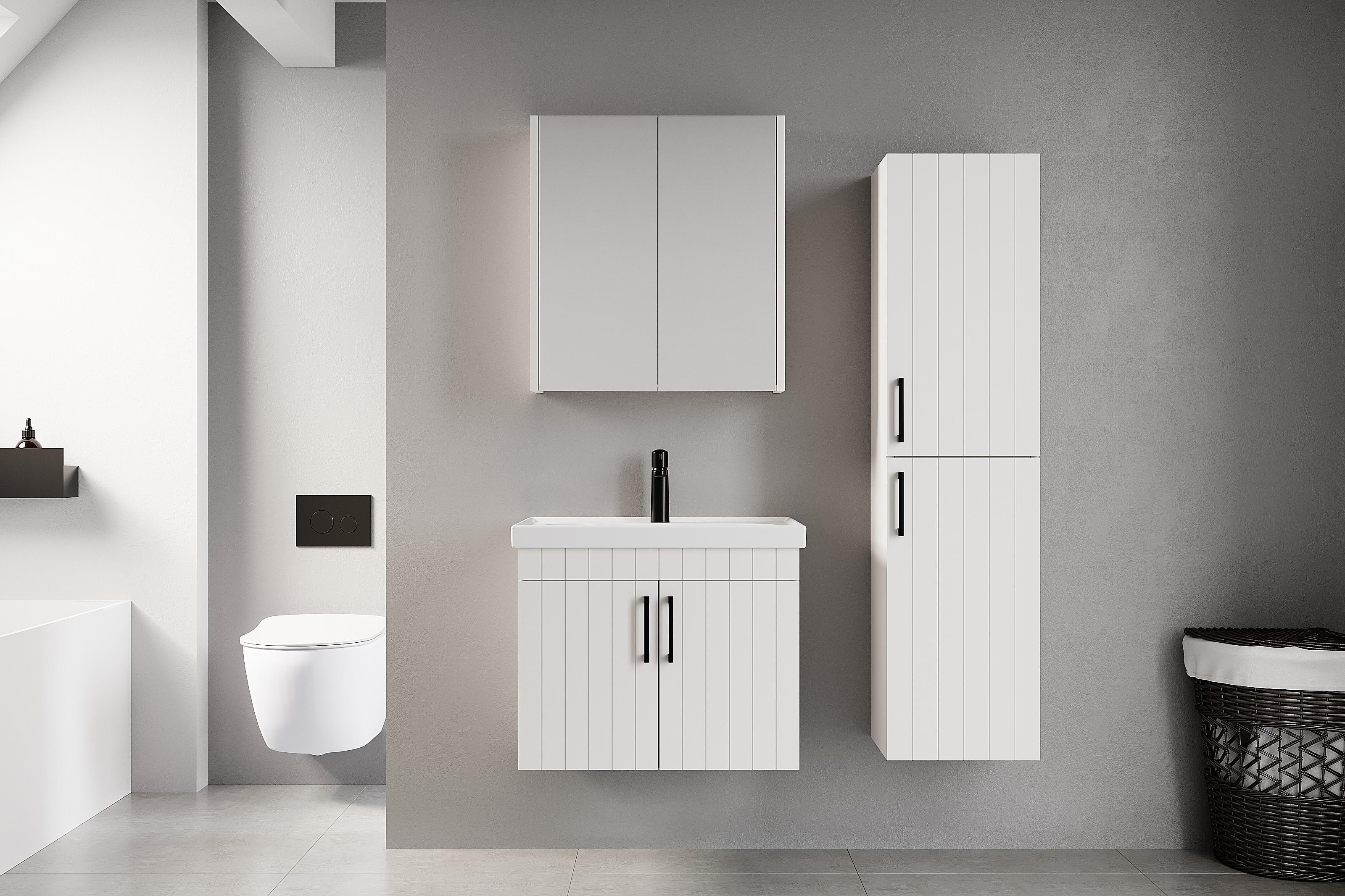 Denko Paris 65 cm Beyaz Banyo Dolabı (Alt Modül Lavabo)