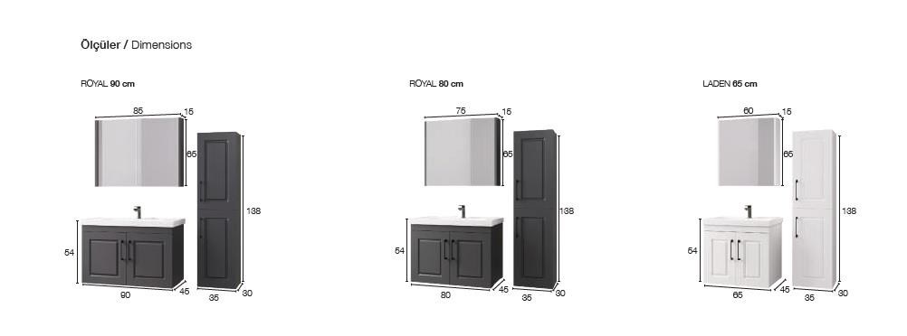 Denko Royal 35 cm Beyaz Banyo Boy Dolabı