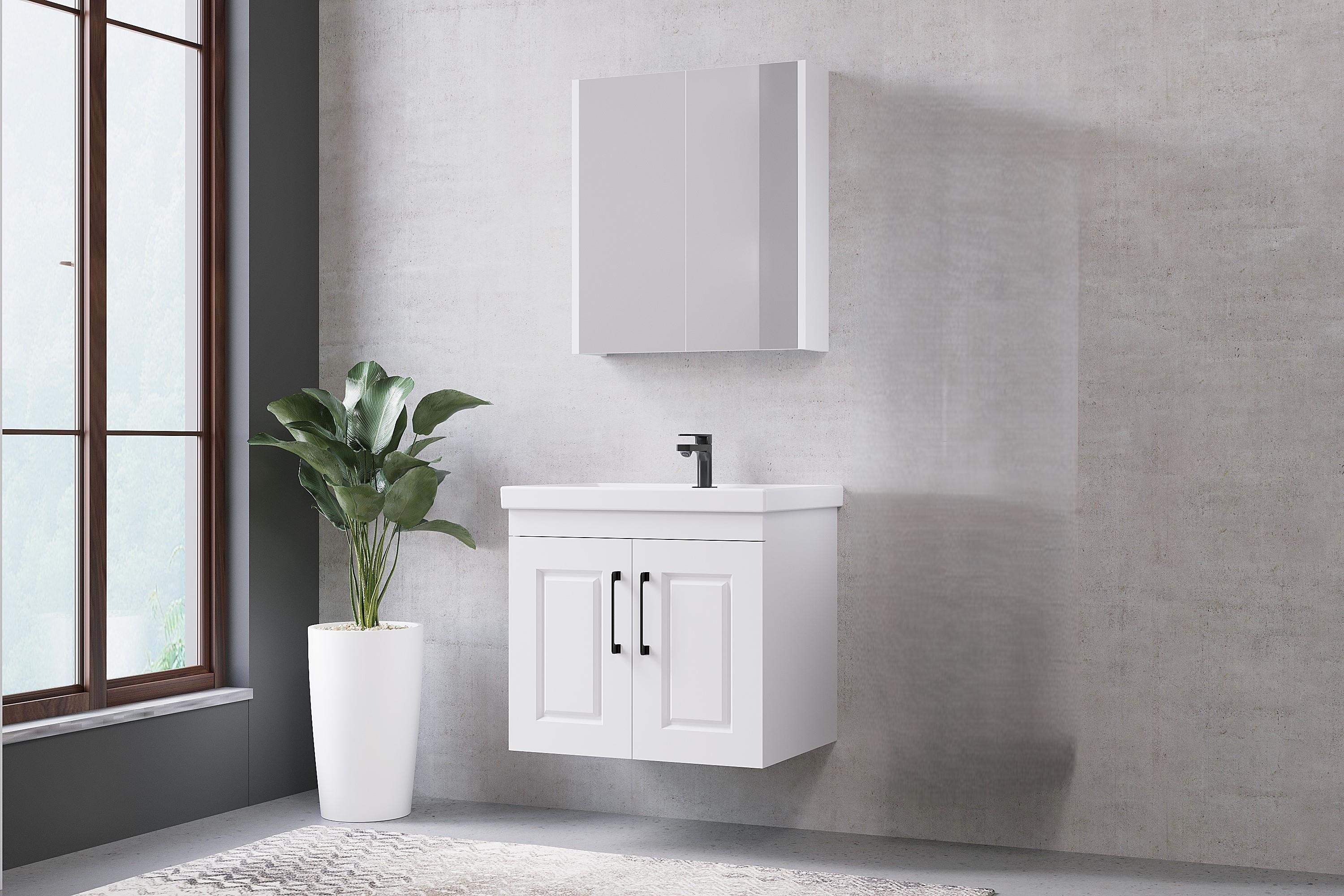Denko Royal 65 cm Beyaz Banyo Dolabı (Alt Modül Lavabo)