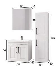 Denko Royal 65 cm Beyaz Banyo Dolabı Takımı ve Boy Dolabı