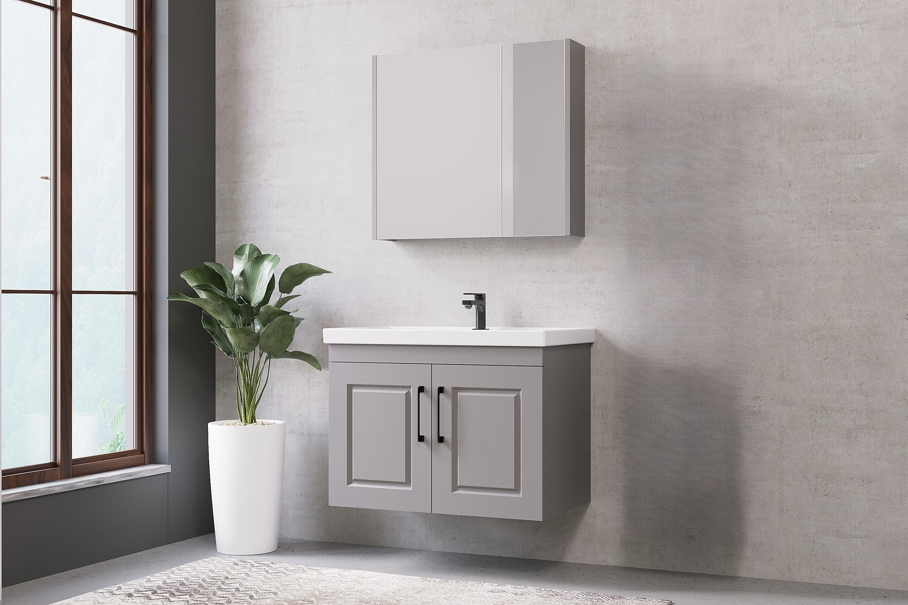 Denko Royal 80 cm Kül Gri Banyo Dolabı Takımı