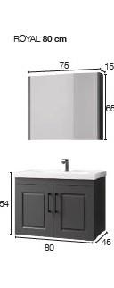 Denko Royal 80 cm Kül Gri Banyo Dolabı Takımı