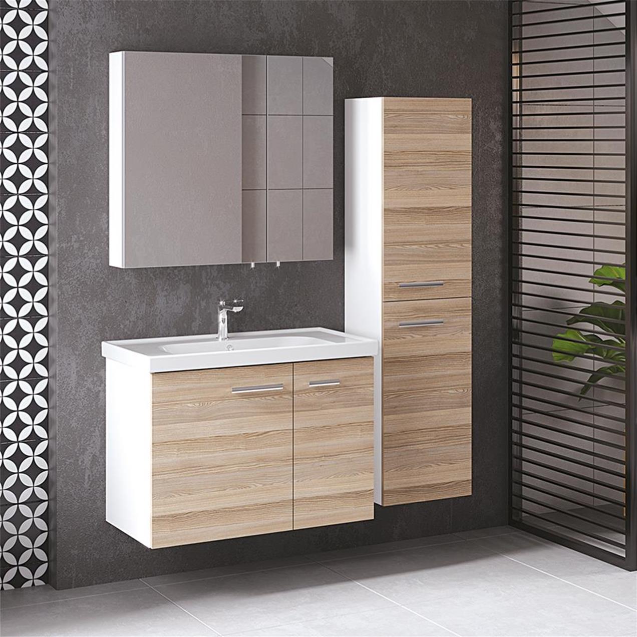 Denko Terra 80 cm MDF Banyo Dolabı Takımı ve Boy Dolabı, Alize