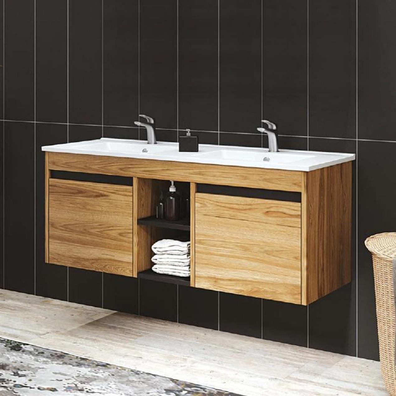Denko Twin 120 cm MDF UD Banyo Dolabı Takımı
