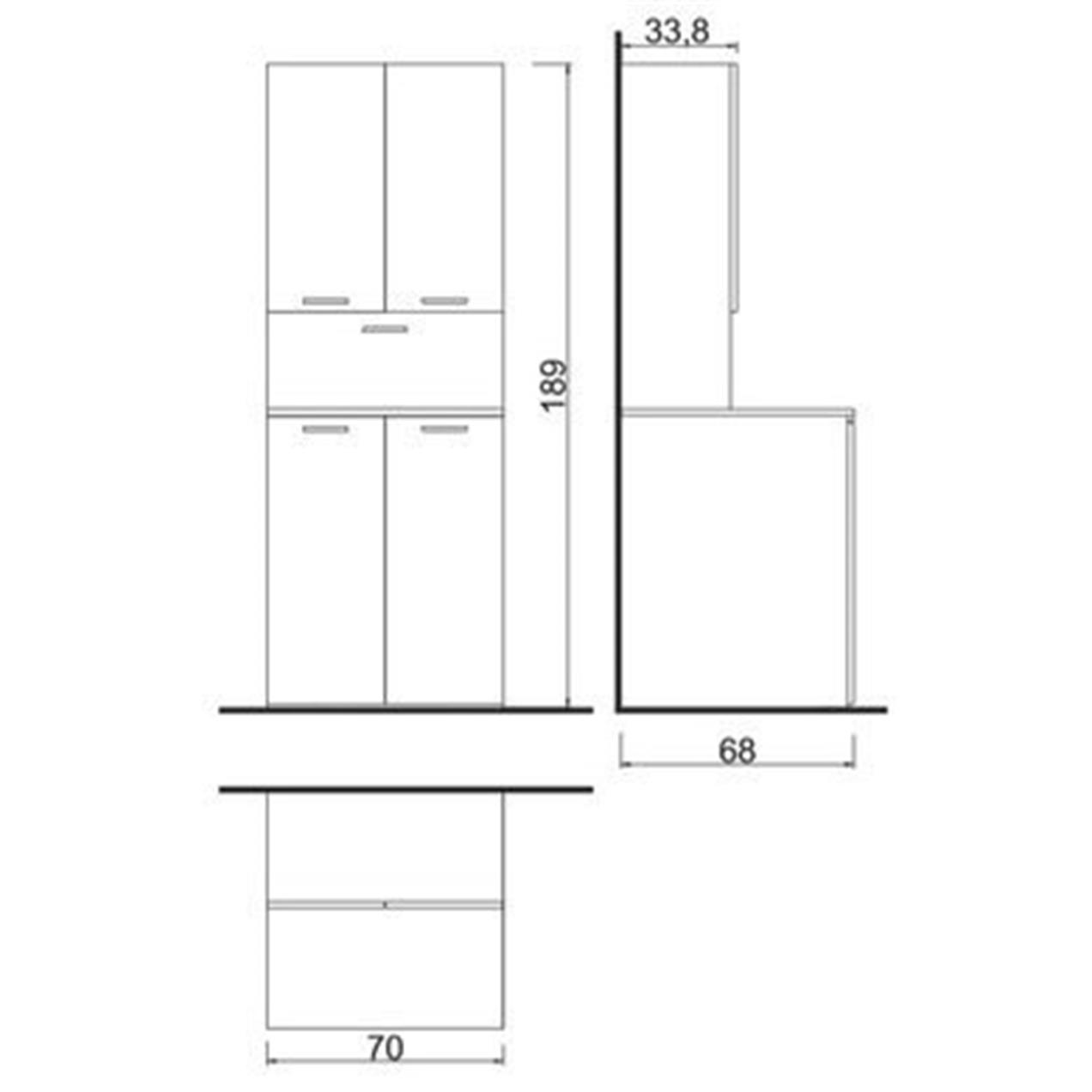 Denko Vento 70 cm MDF Çamaşır Makinesi Banyo Dolabı Üst Modülü