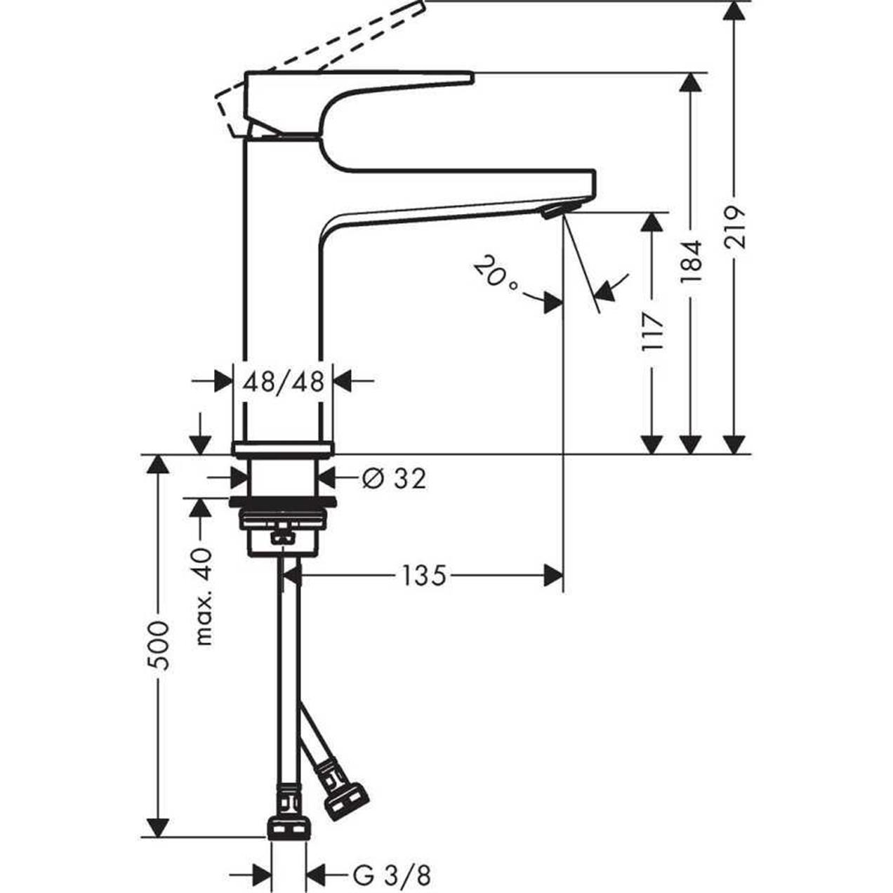 Hansgrohe Metropol Tek Kollu Lavabo Bataryası 110 Çubuk Volan ve Bas-Aç ...