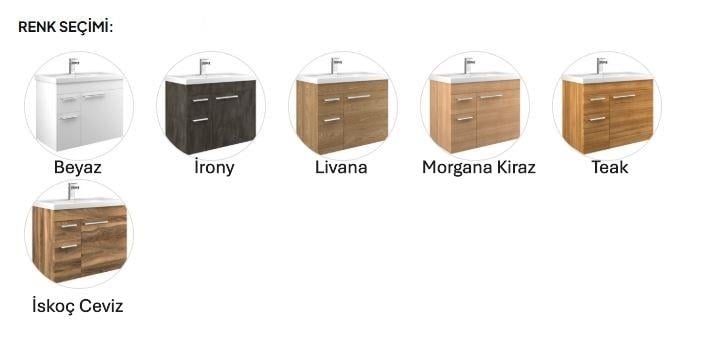 Orka Enez 65 cm Teak Banyo Dolabı Takımı