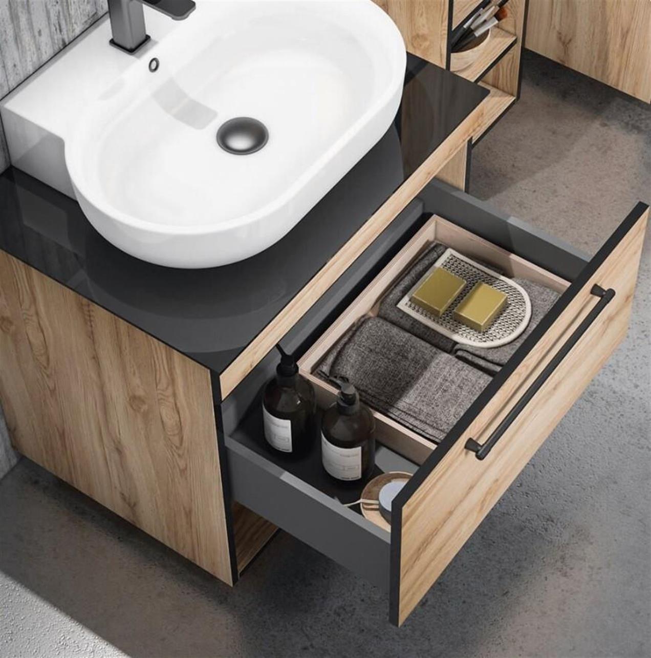 Orka Knidos 70 cm MDF Legnano Banyo Dolabı Takımı