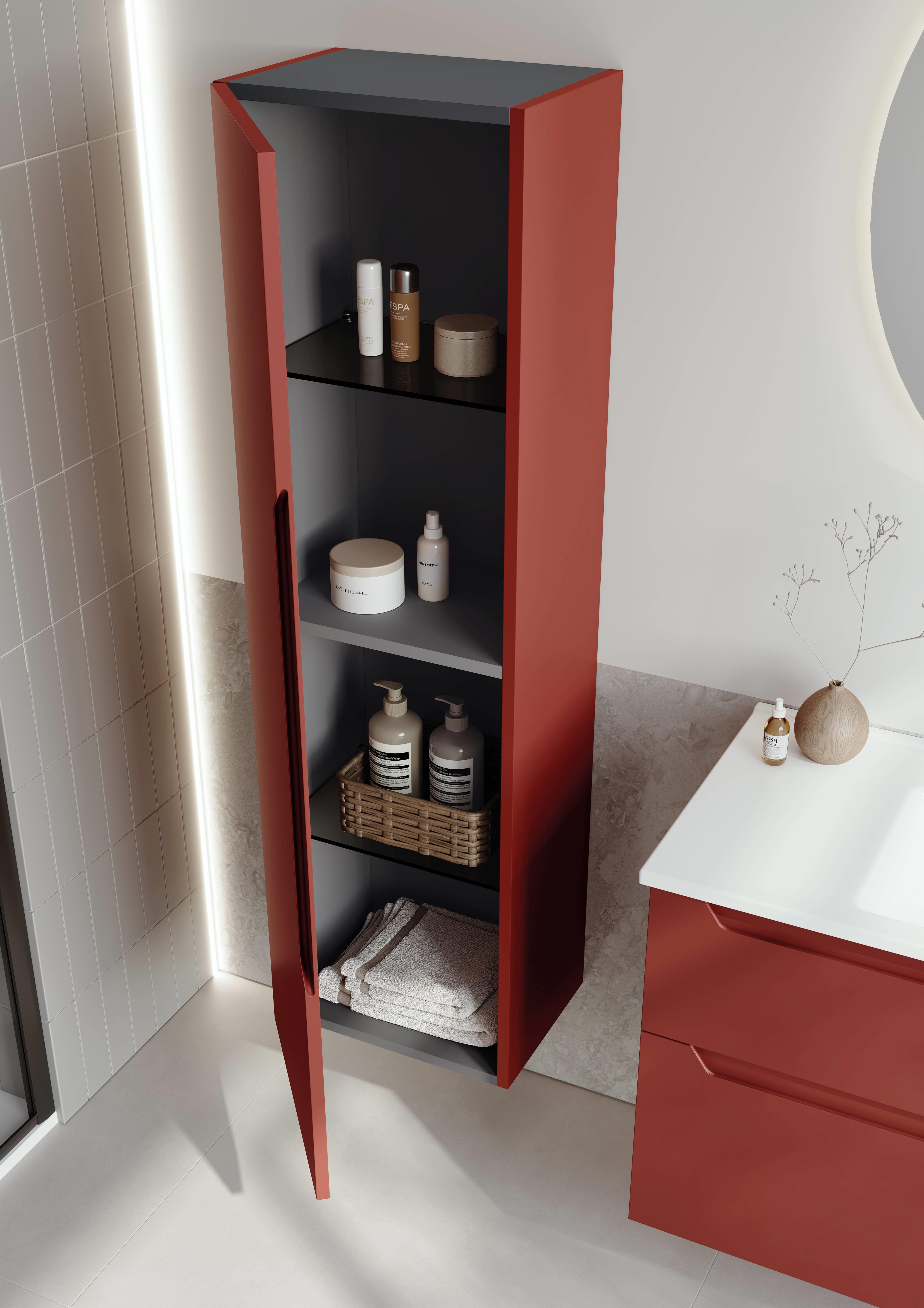 Orka Messina 40 cm Tuscan Kırmızı Banyo Çamaşır Boy Dolabı
