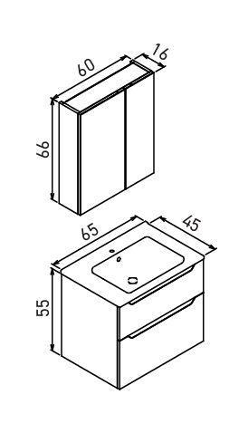 Orka Messina 65 cm Meşe Banyo Dolabı Alt Modül Lavabo