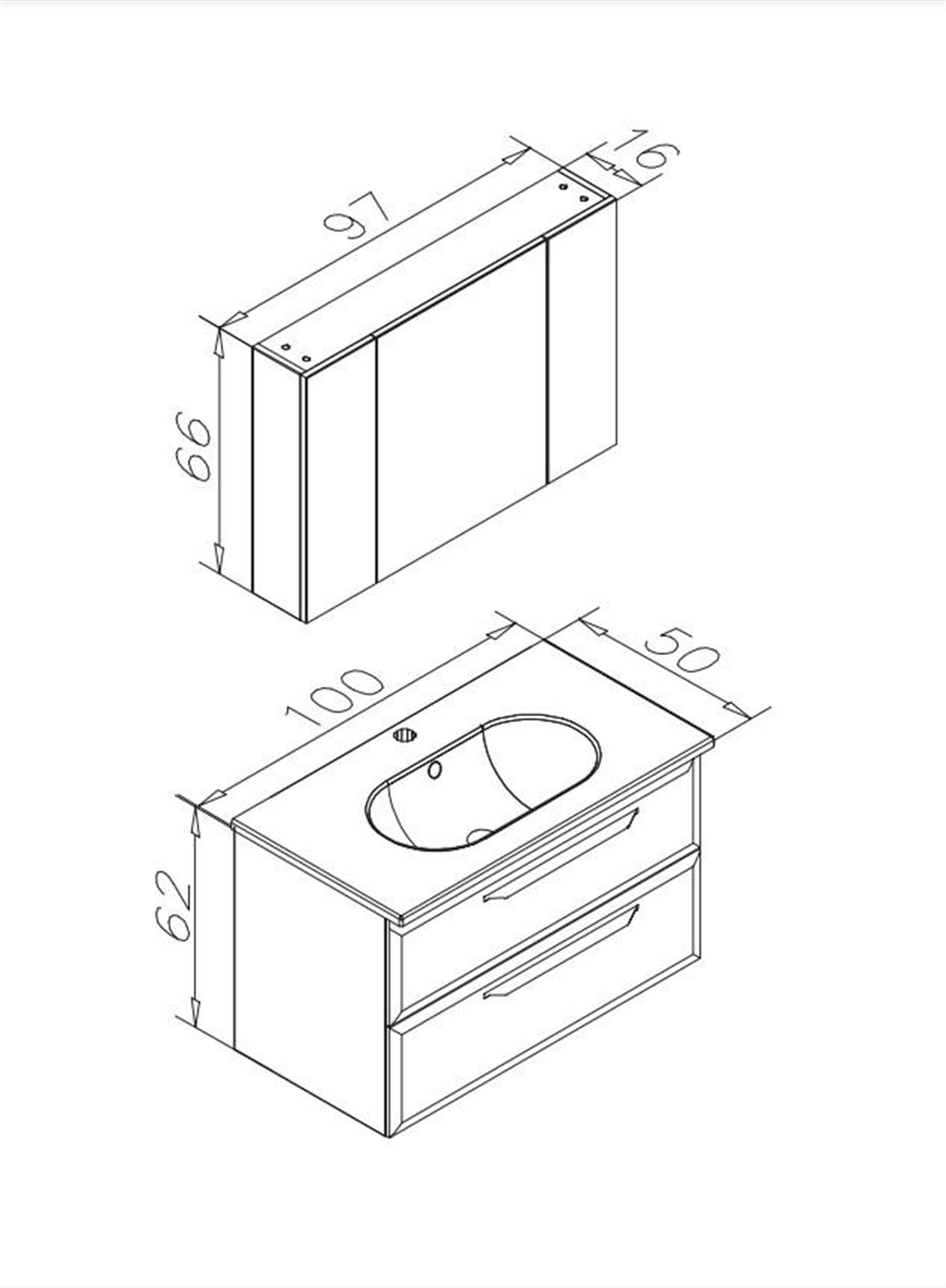 Orka Nuvola 100 cm MDF Beyaz Banyo Dolabı Takımı ve Boy Dolabı