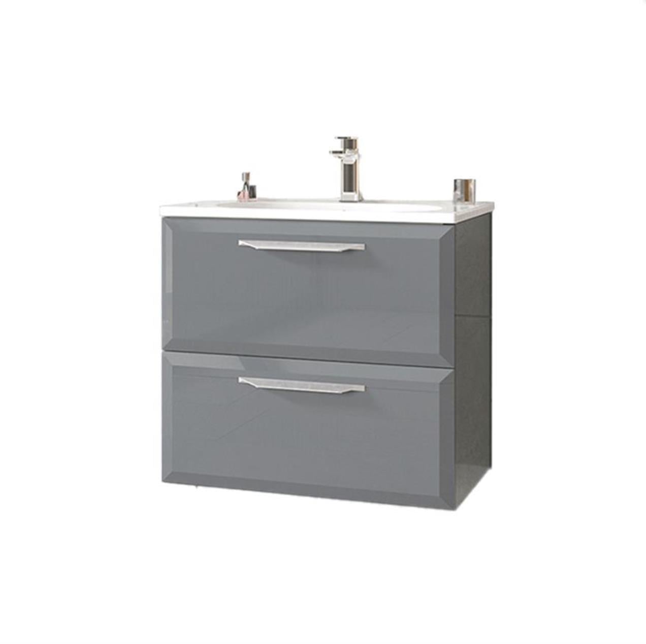 Orka Nuvola 65 cm MDF Parlak Gri Banyo Dolabı Takımı