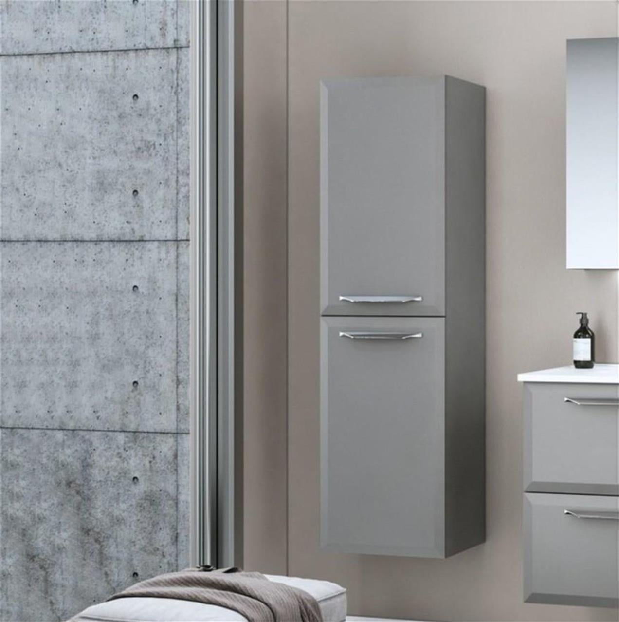 Orka Nuvola 65 cm MDF Parlak Gri Banyo Dolabı Takımı ve Boy Dolabı