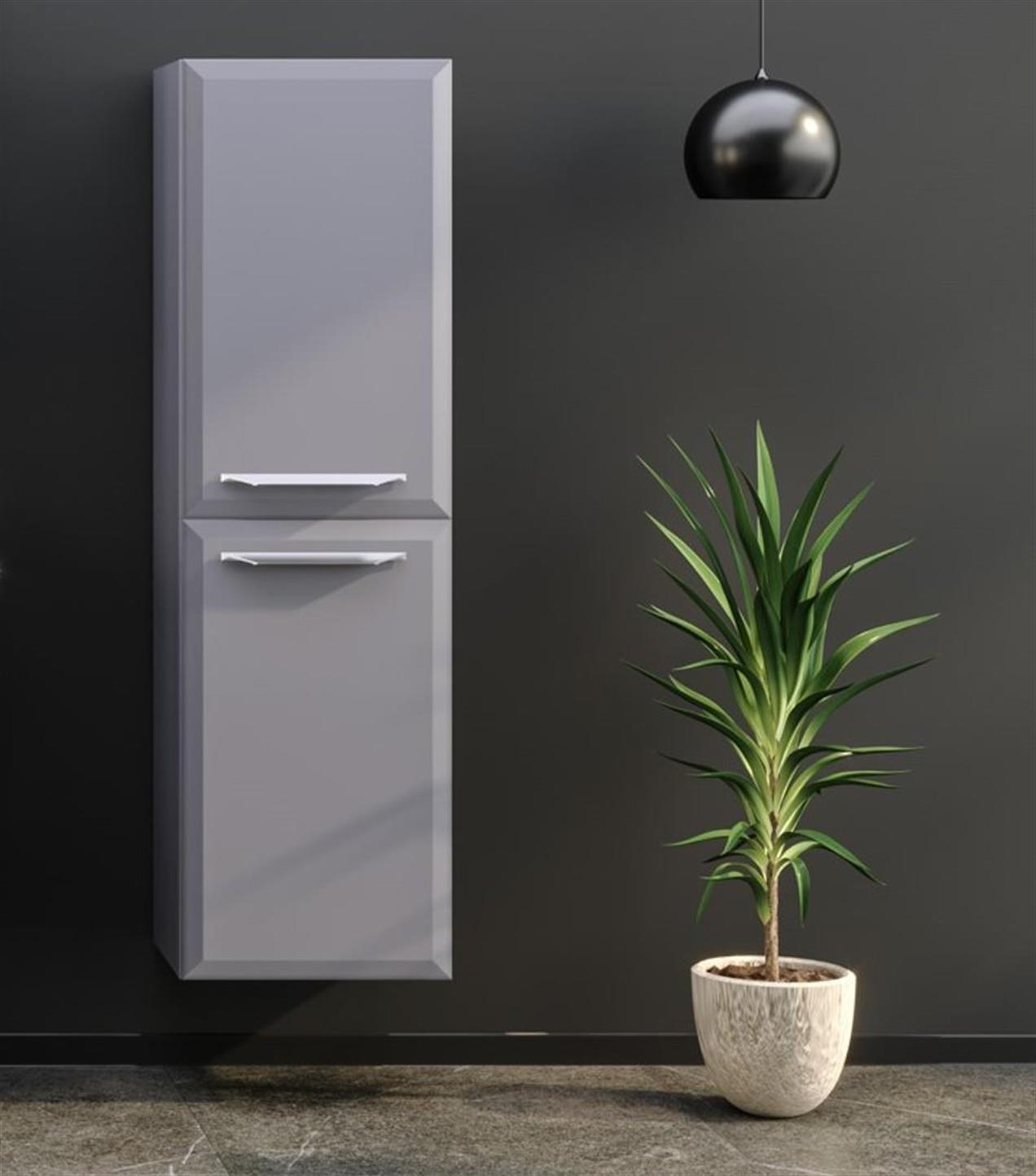 Orka Nuvola 80 cm MDF Gri Banyo Dolabı Takımı ve Boy Dolabı