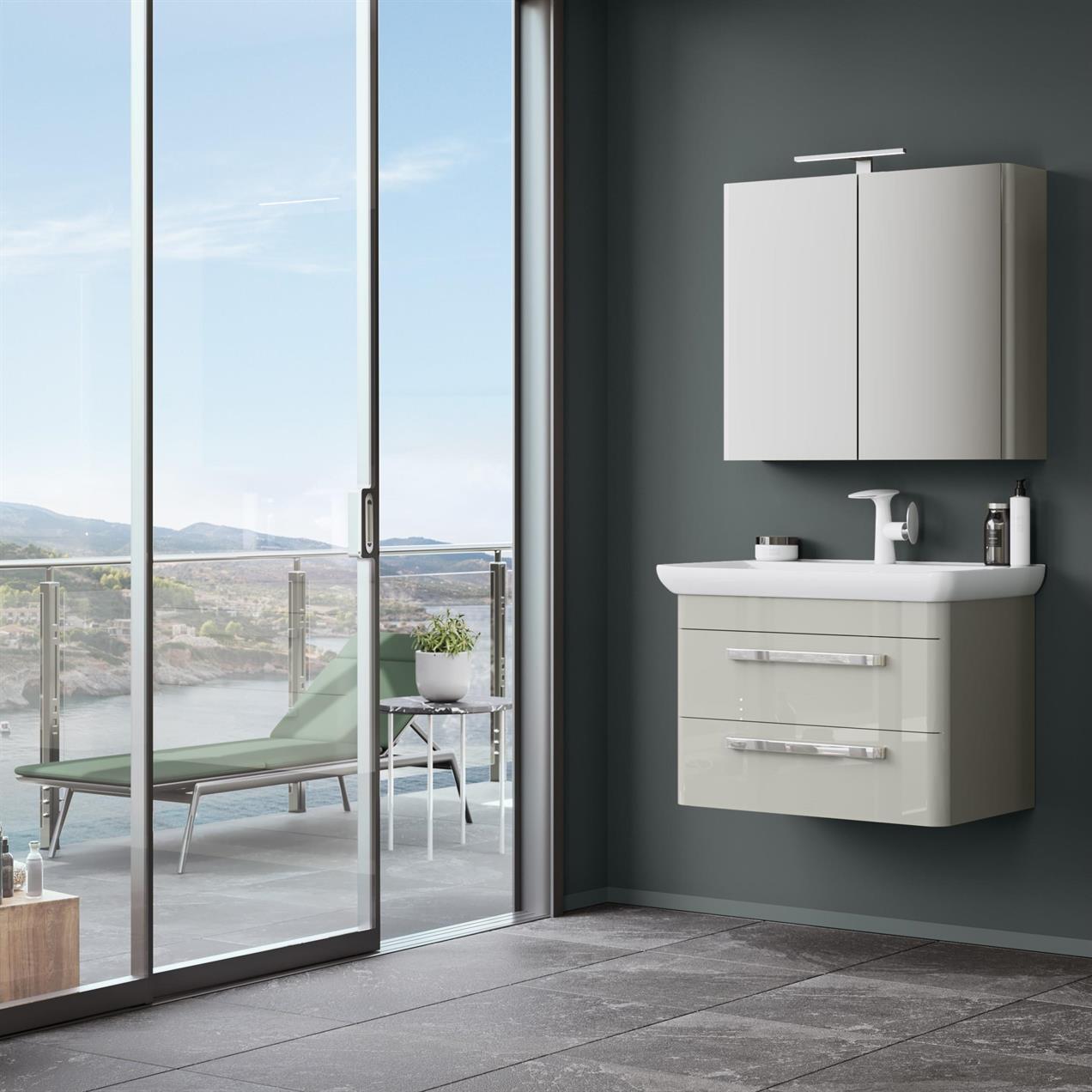 Orka Rose 80 cm MDF Kaşmir Banyo Dolabı Alt Modül ve Lavabo