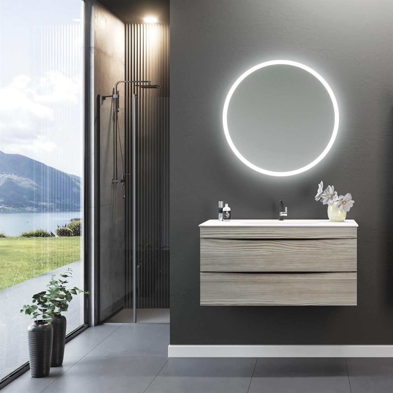 Orka Vento 100 cm MDF Dublin Banyo Dolabı Alt Modül ve Lavabo