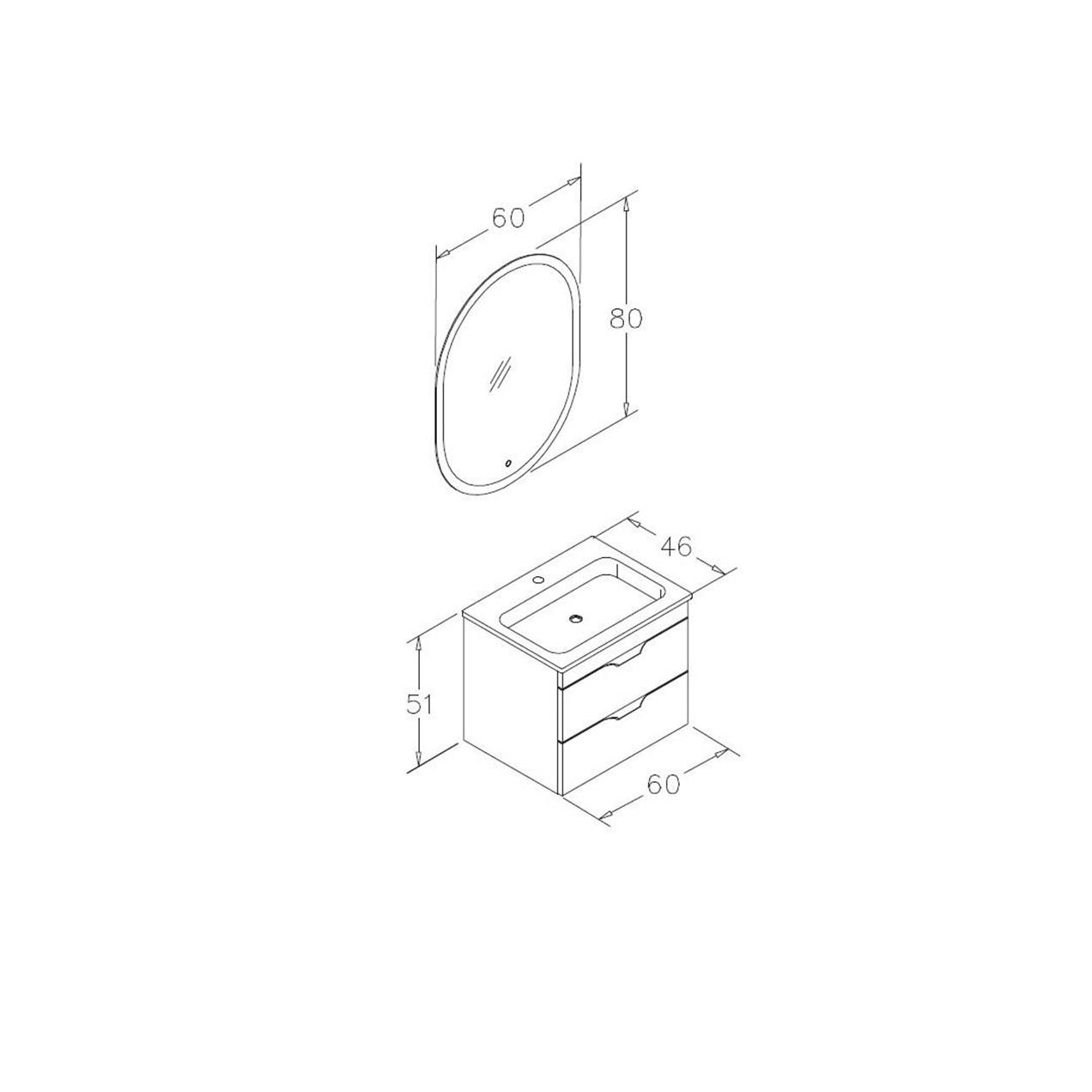 Orka Vento 60 cm MDF Glassgow Banyo Dolabı Takımı ve Boy Dolabı