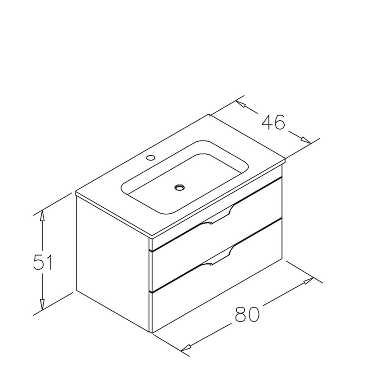Orka Vento 80 cm MDF Glassgow Banyo Dolabı Alt Modül ve Lavabo