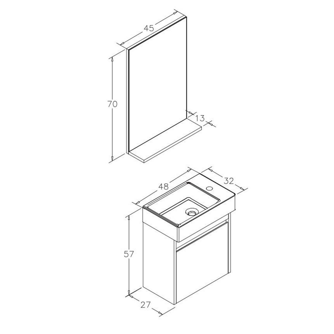 Orka Yedisu 45 cm MDF Parlak Siyah Mini Banyo Dolabı Takımı