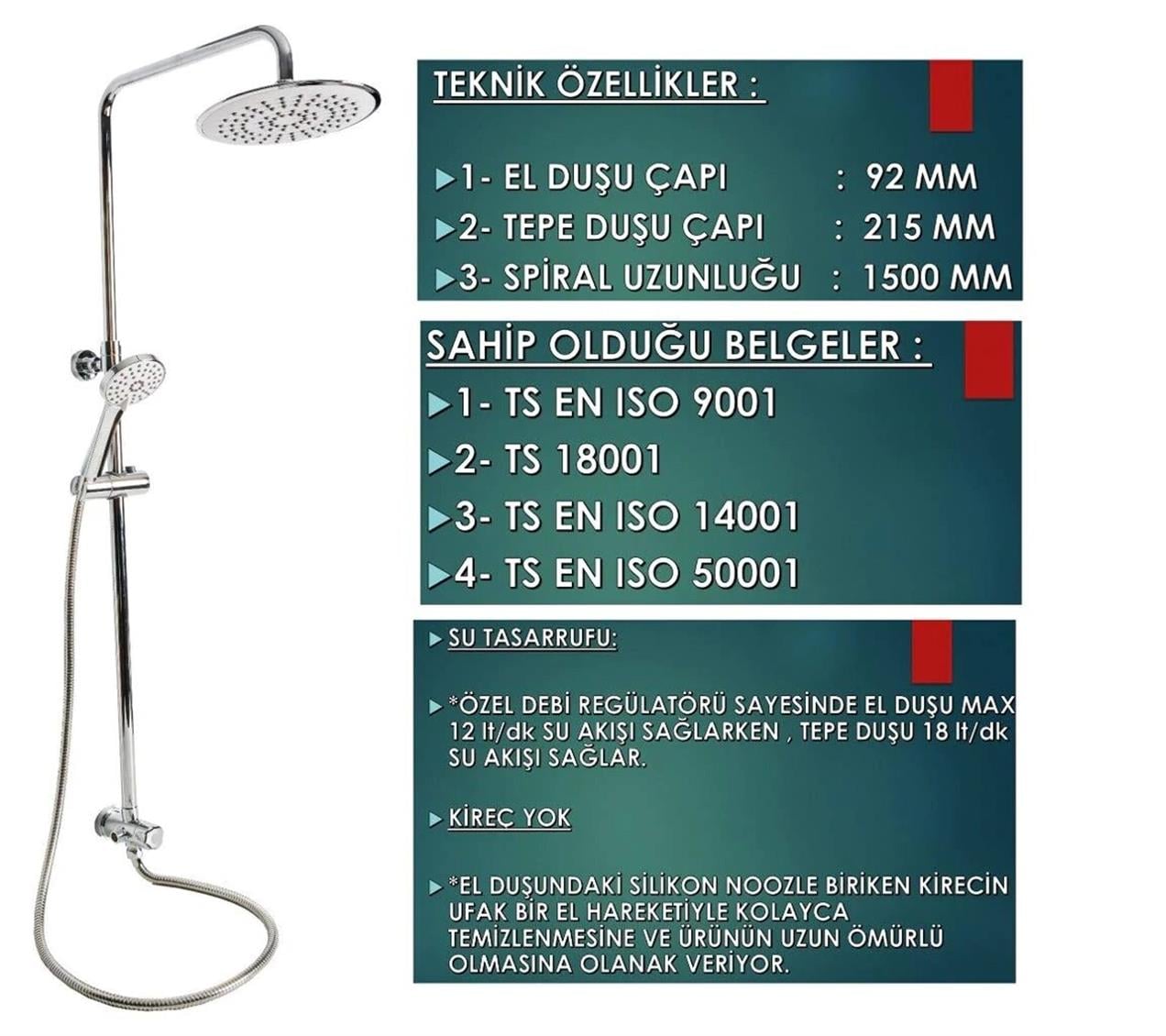 Punto Plus 3c Krom Tepe Duş Banyo Kolonu Seti A45718