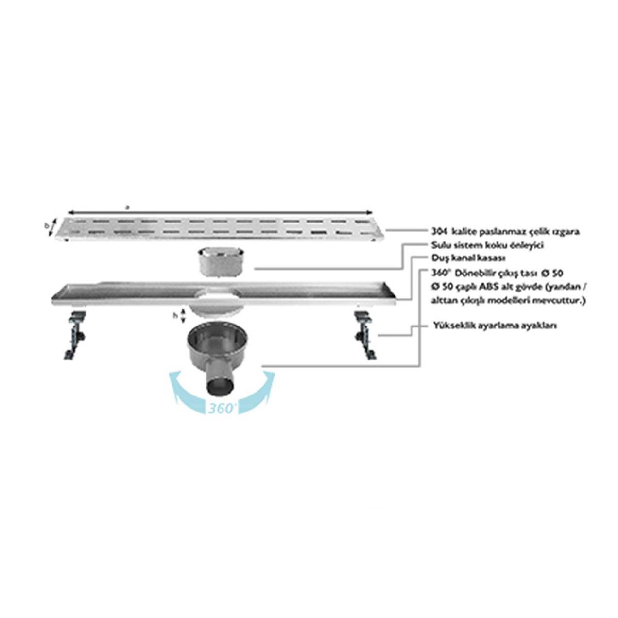 Sukar Line 4P Plain 60cm Izgaralı Krom Duş Kanalı 1154-1066050-02