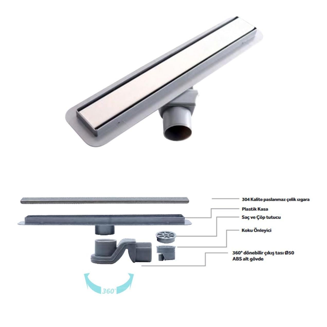 Sukar Line 4S Plain 60cm Izgaralı Krom Duş Kanalı 1154-2356022-01