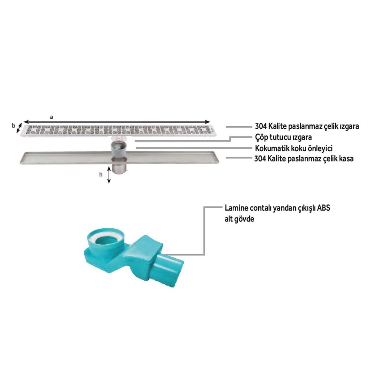 Sukar Line 6 Plain 60 cm Izgaralı Krom Duş Kanalı 1156-1036000-01