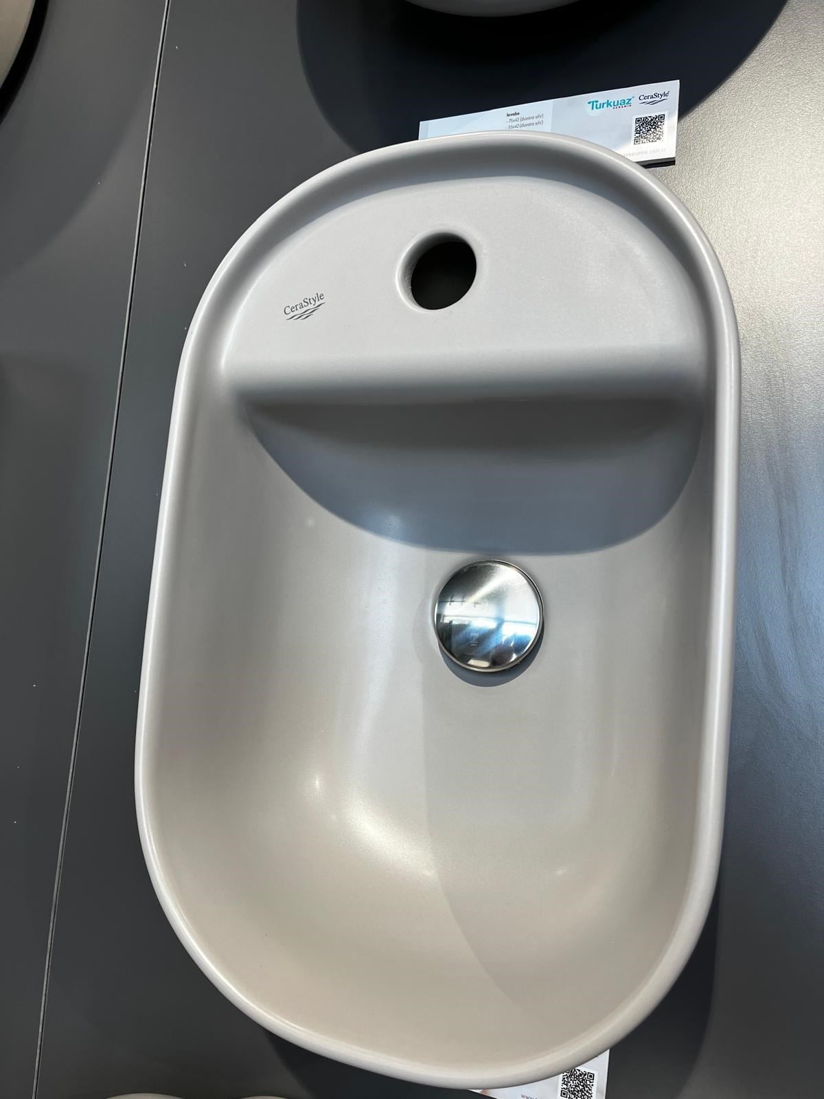 Turkuaz Cerastyle Aqua Tezgahüstü Mat Gri Lavabo 42*28 cm 