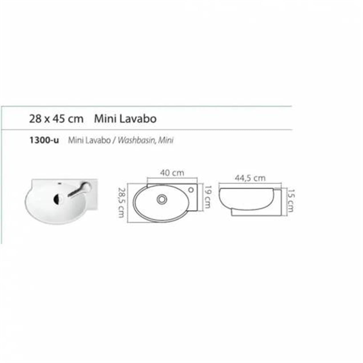 Turkuaz Cerastyle Banyo,Karavan Mini Küçük Köşe Lavabo 28*45 cm