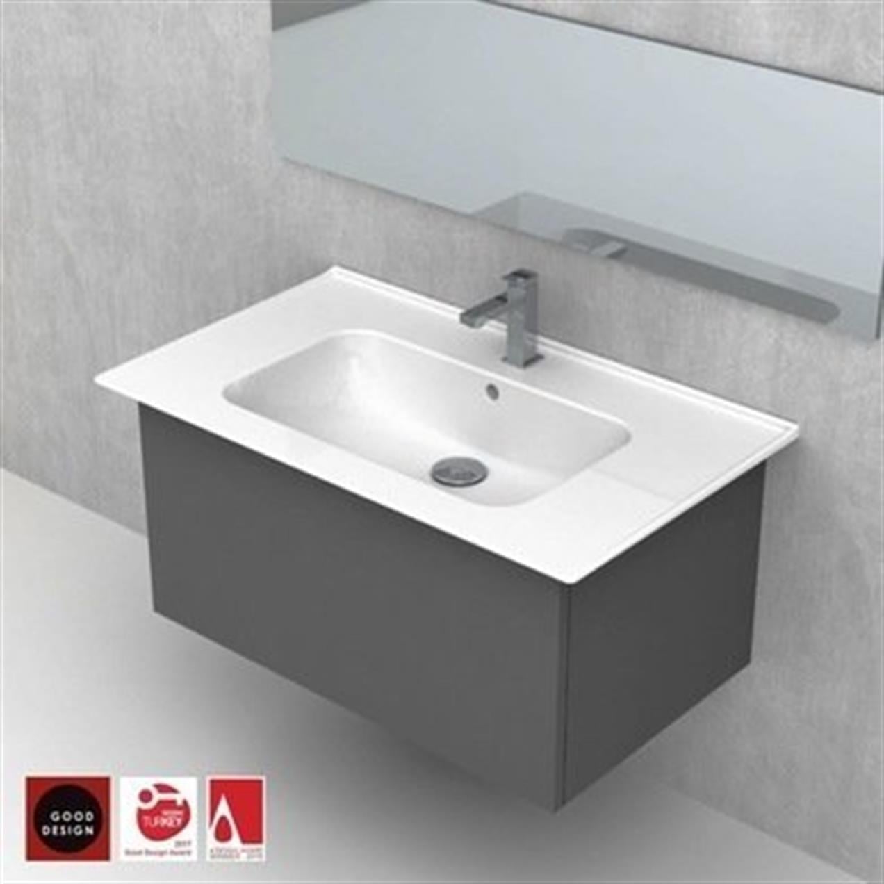 Turkuaz Cerastyle Blue Etajer Uyumlu  (Damlalıklı)  Lavabo 65*47cm