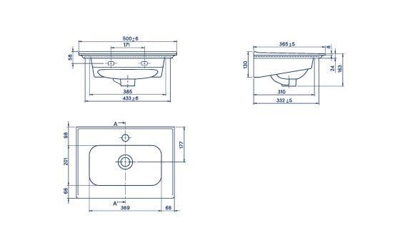 Turkuaz Cerastyle Blue Etajer Uyumlu (Damlalıklı) Lavabo 50*36 cm