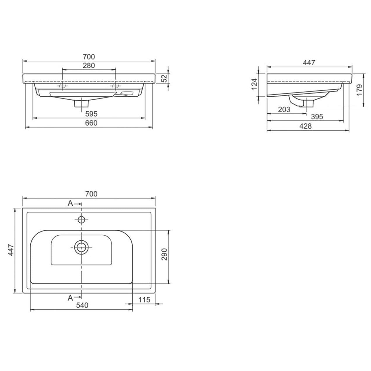 Turkuaz Cerastyle Frame Etajer Uyumlu Damlalıklı Lavabo 70*45 cm