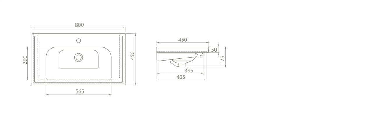 Turkuaz Cerastyle Frame Etajer Uyumlu Damlalıklı Lavabo  80*45 cm