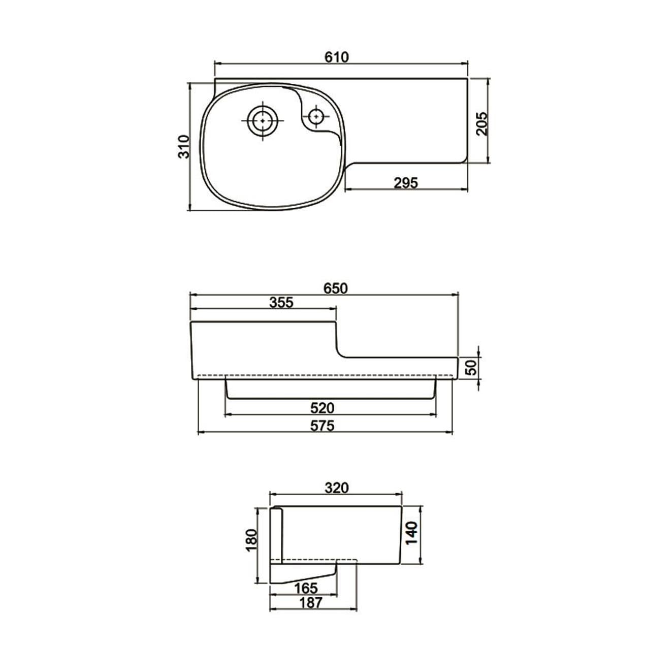 Turkuaz Cerastyle Harmony Etajerli Lavabo 65*32 cm