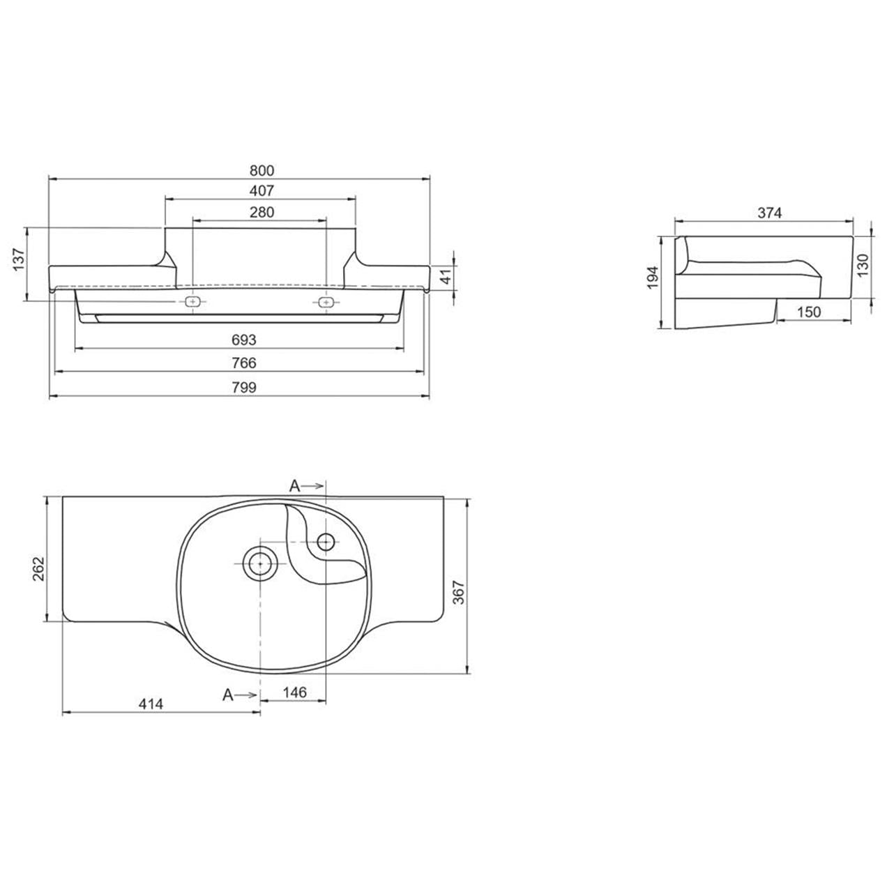 Turkuaz Cerastyle Harmony Etajerli Lavabo 80*37,5 cm