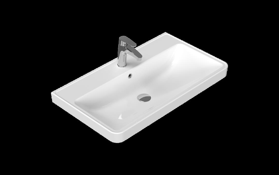 Turkuaz Cerastyle Luna 80*46 cm Etajerli Damlalıklı Lavabo
