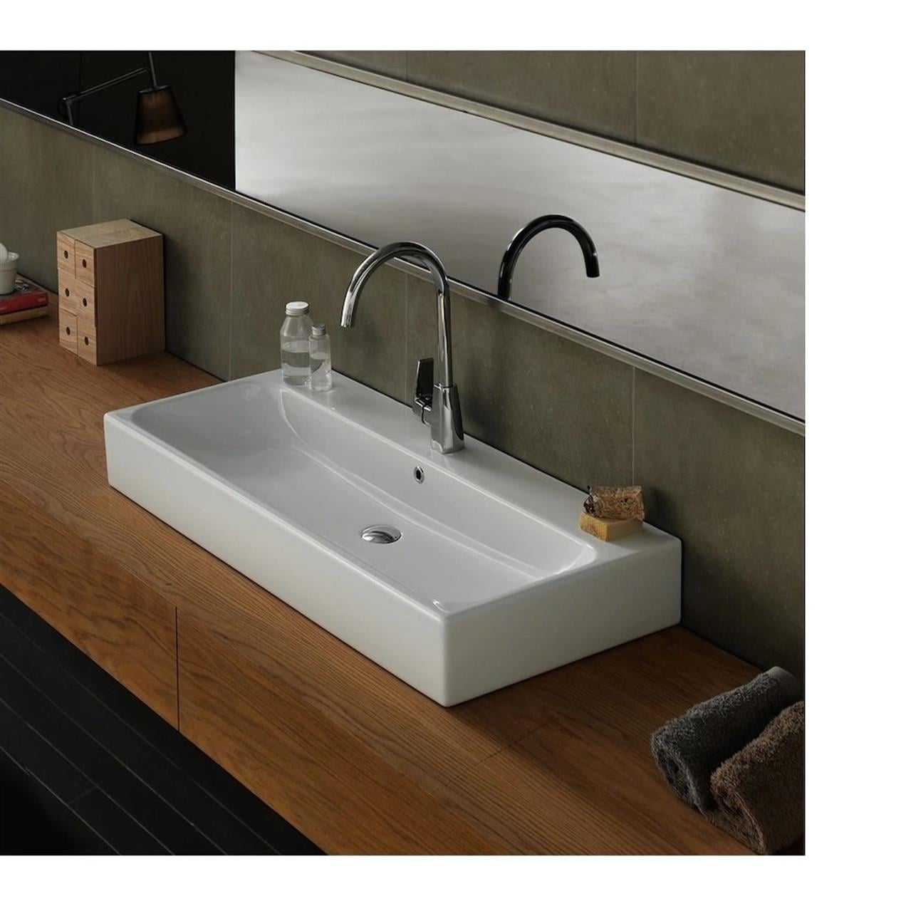 Turkuaz Cerastyle Pinto Etajer Uyumlu Banyo Lavabo 75*47 cm