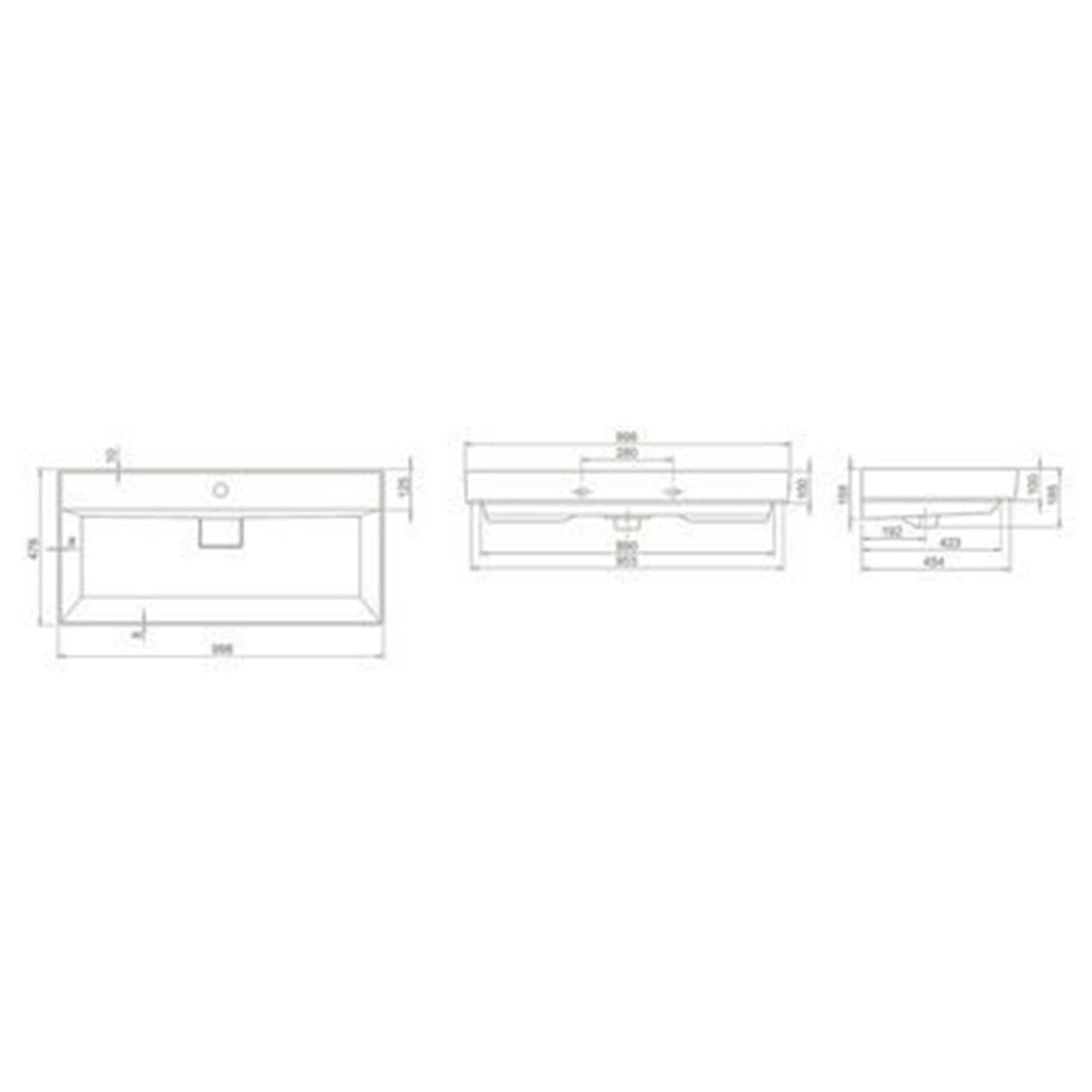 Turkuaz Cerastyle Sharp Etajer Uyumlu Lavabo Damlalıklı 100*48 cm