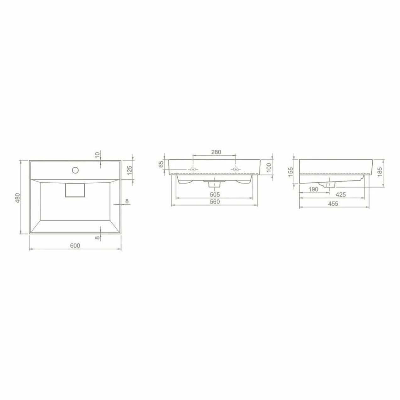 Turkuaz Cerastyle Sharp Etajer Uyumlu Lavabo Damlalıklı 60*48 cm