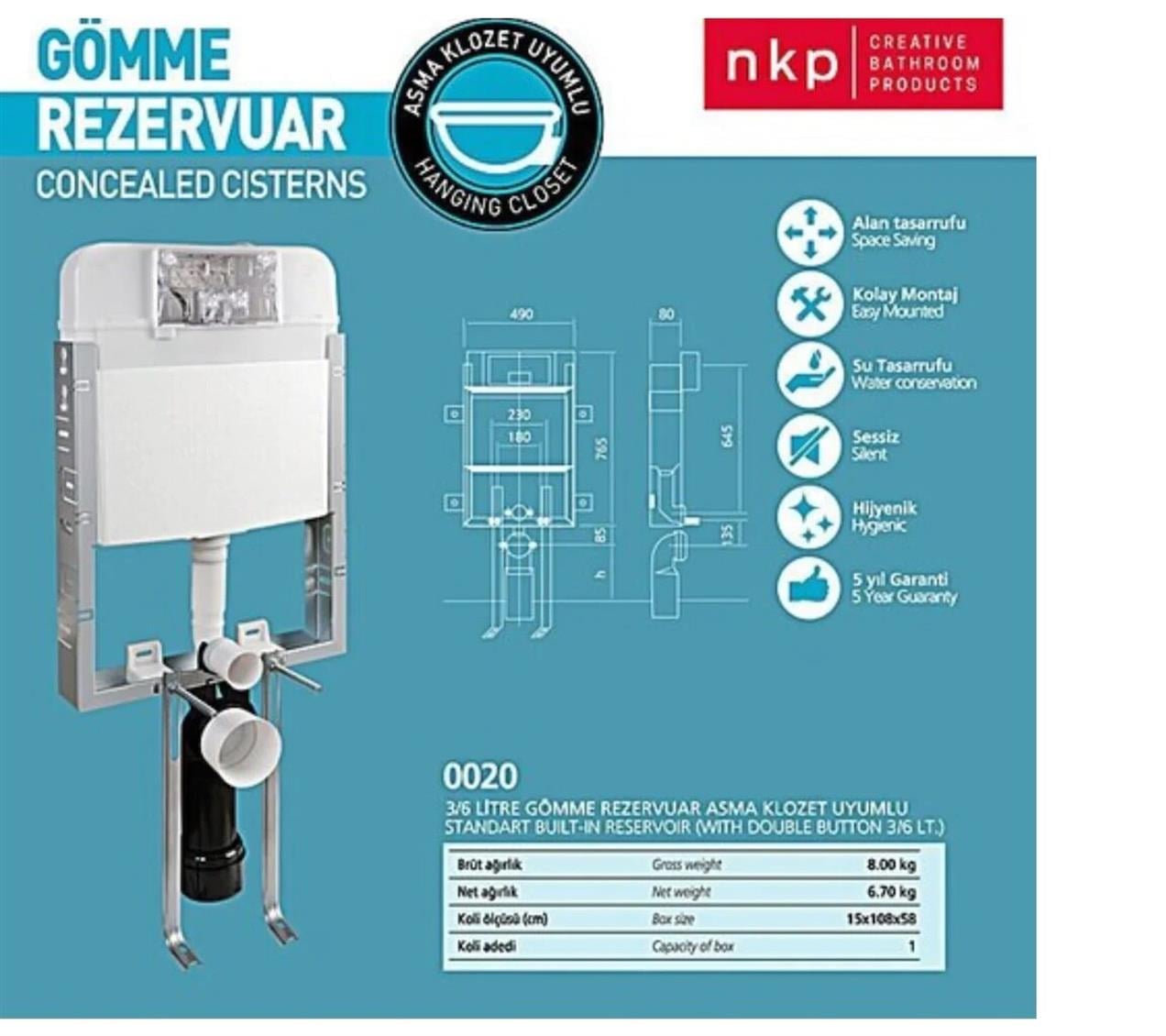 Turkuaz Lila Asma Klozet,Kapak,NKP Gömme Rezervuar,Mat Buton 4'lü