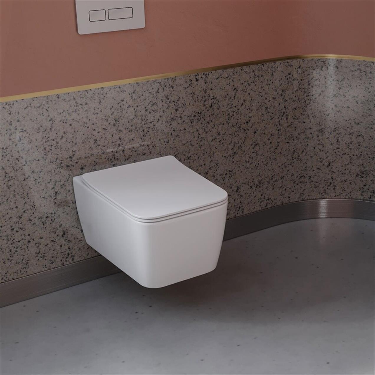 Turkuaz Majestik Hera Kanalsız Asma Klozet ve Yavaş Kapanan Kapak